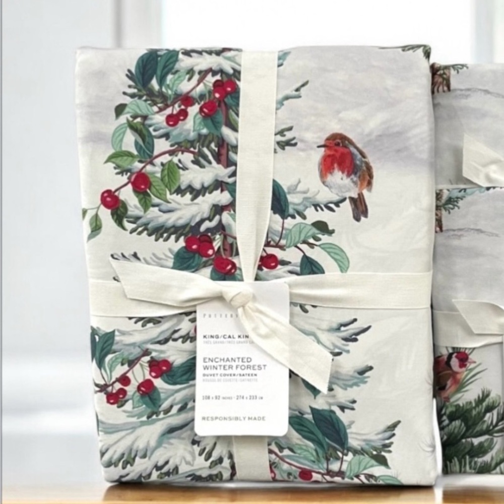 NEW Pottery Barn ENCHANTED WINTER FOREST King Duvet & 2 King Shams NWT